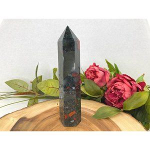 Bloodstone Tower - 8" Bloodstone Generator - Natural Bloodstone Point